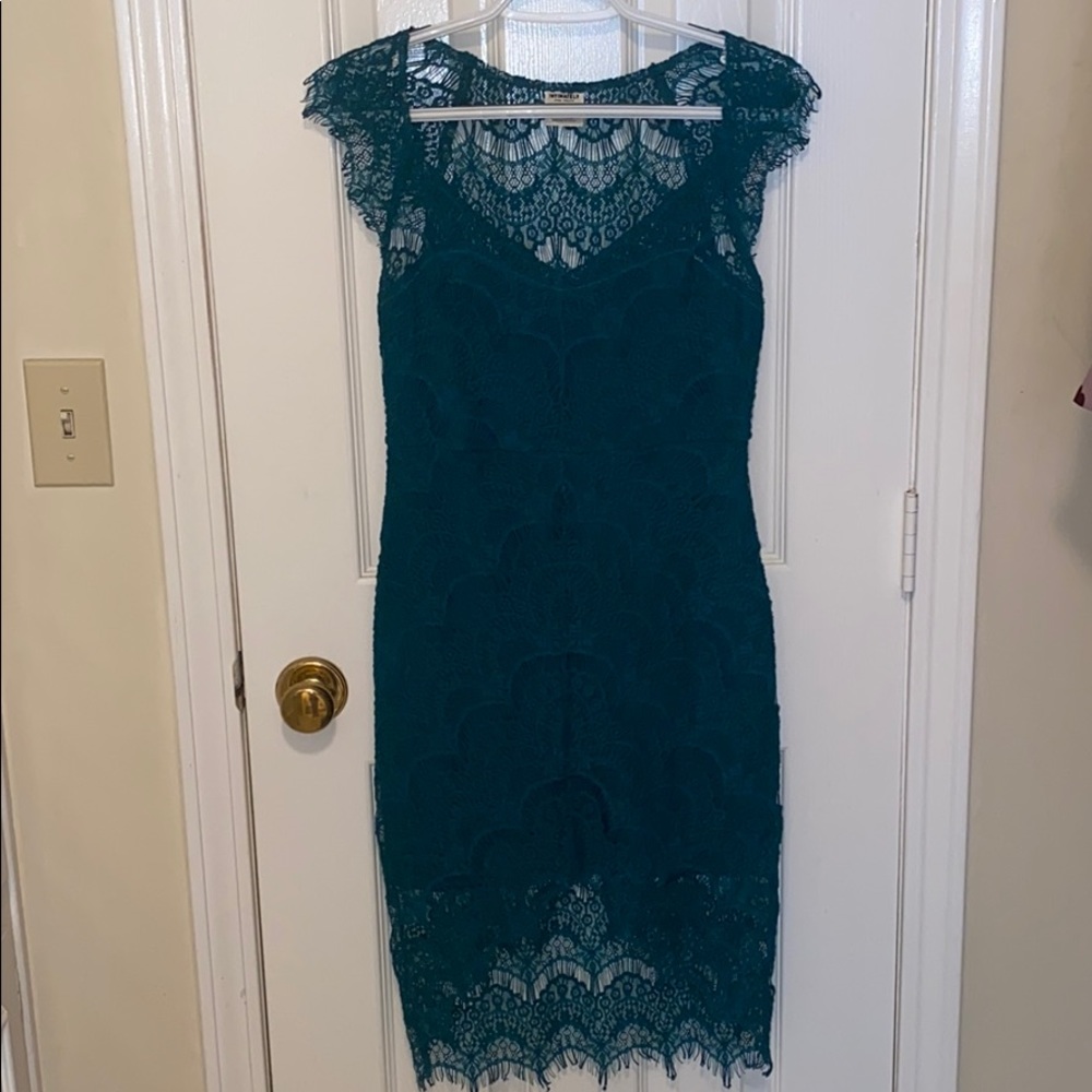 Turquoise lace free people cocktail dress